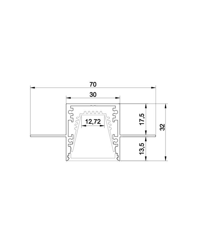 2m recessed led profile